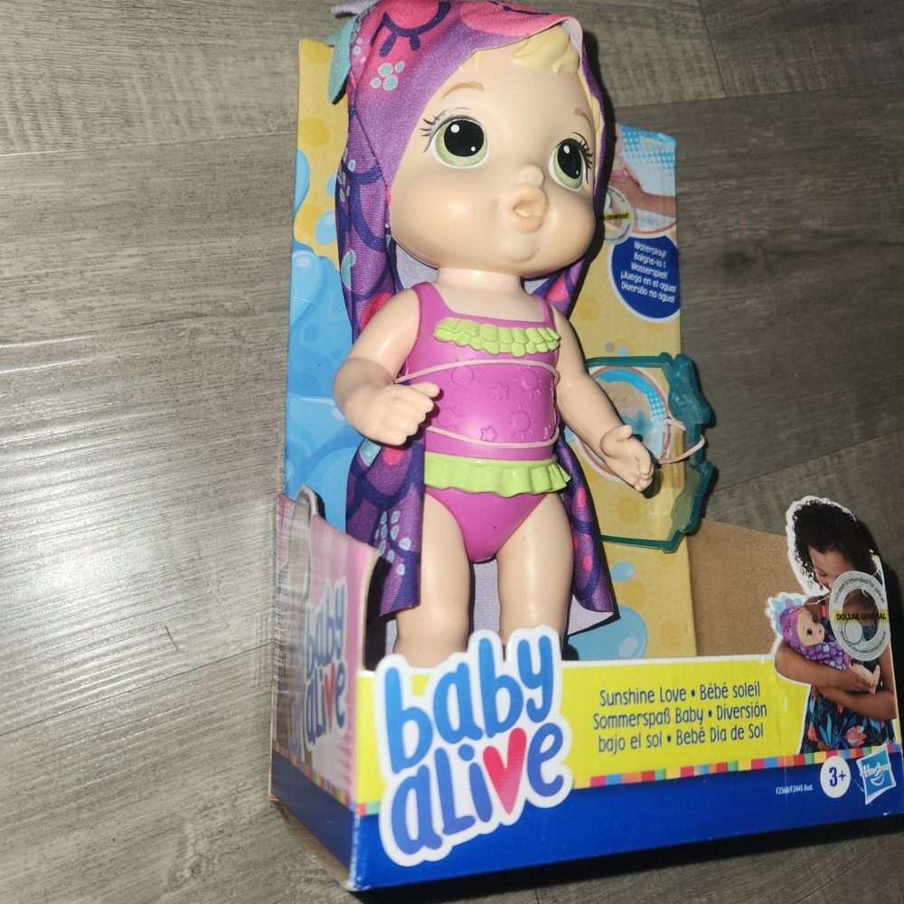 Hasbro Baby Alive Sunshine Love Blonde Waterplay Doll Pink Swimsuit F2568 NEW